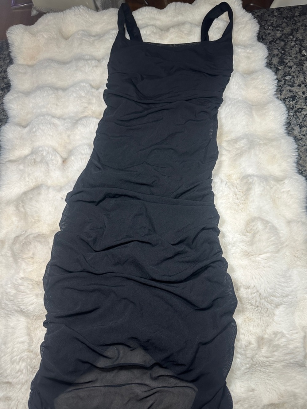 naked wardrobe Black Ruched Midi Dress